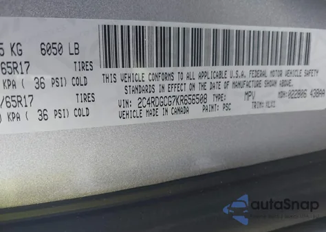 2019 Dodge Grand Caravan Sxt from USA, damaged, VIN 2C4RDGCG7KR656508